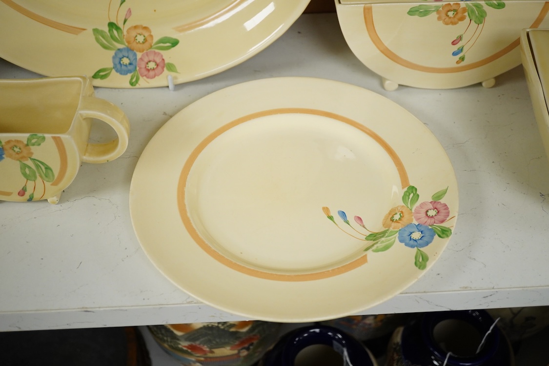 A Clarice Cliff style Newport pottery Biarritz shape part dinner service